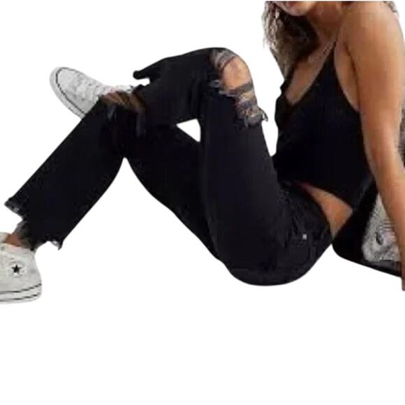 We The Free Denim - Free People Black Jeans Maggie Cropped Distressed We The Free